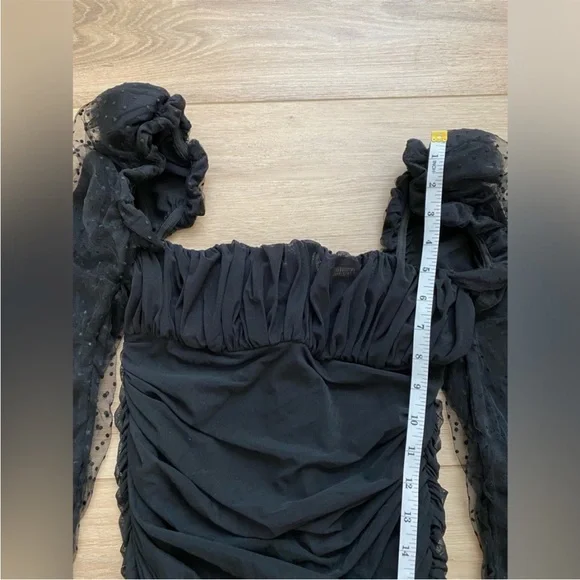 House of CB Elegant Black Long Sleeve Mini Dress Size S - Picture 10 of 12